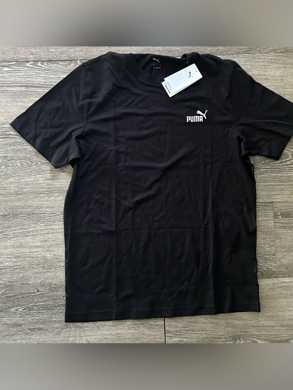 Puma Black Short Sleeve Crew Neck Tee with White Logo